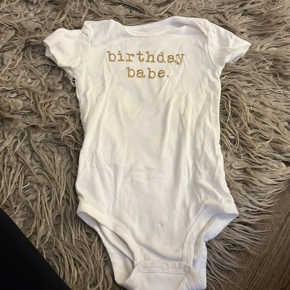24M Birthday Baby Onesie w/ Gold Sparkle Writing